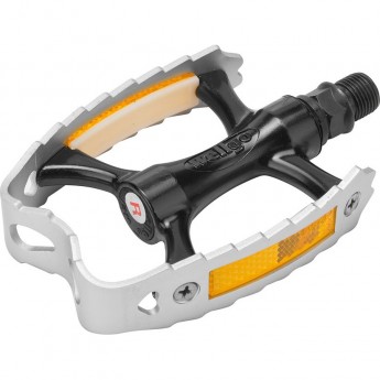 Педали C201 Wellgo ось 9/16" со светоотражателями, алюминиевые чёрно-серебристые