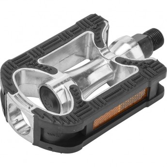 Педали FP-910 Feimin, ось 9/16" со светоотражателями, алюминий/пластик, чёрно-серебристые